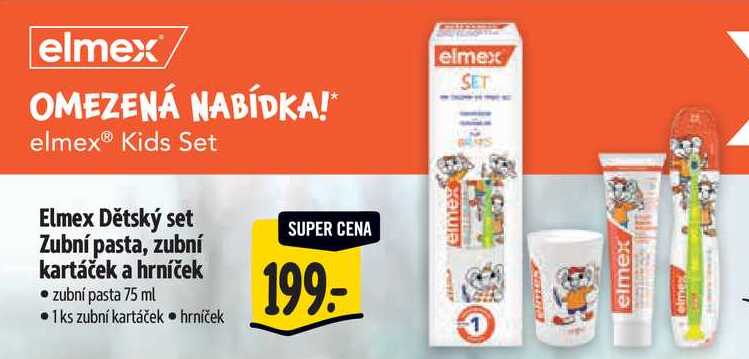 Elmex Dětský set Zubní pasta, zubní kartáček a hrníček 