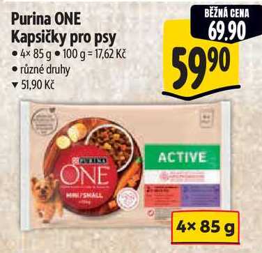 Purina ONE Kapsičky pro psy, 4x 85 g