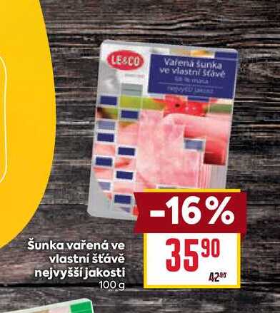 Šunka vařená ve vlastní šťávě nejvyšší jakosti 100 g
