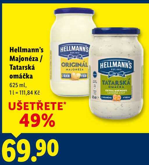 Hellmann's Majonéza/Tatarská omáčka, 625 ml