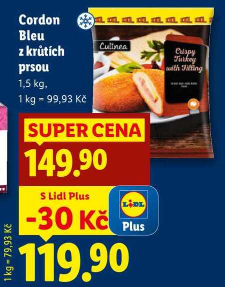 Cordon Bleu z krůtích prsou, 1,5 kg