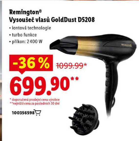 Remington Vysoušeč vlasů GoldDust D5208 
