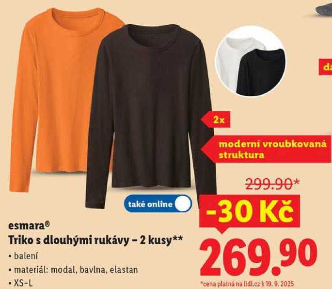 esmara Triko s dlouhými rukávy - 2 kusy