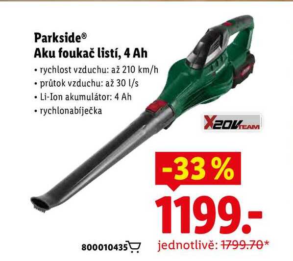 Parkside Aku foukač listí, 4 Ah 