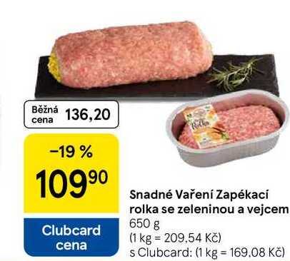 Snadné Vaření Zapékací rolka se zeleninou a vejcem, 650 g 