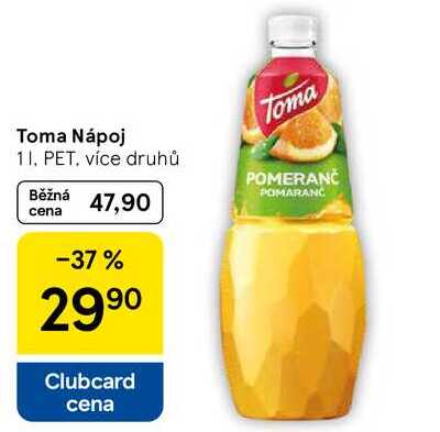 Toma Nápoj, 1 l, PET, více druhů  