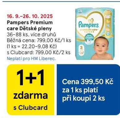 Pampers Premium care Dětské pleny, 36-88 ks, více druhů 