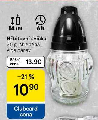 Hřbitovní svíčka, 30 g, skleněná 