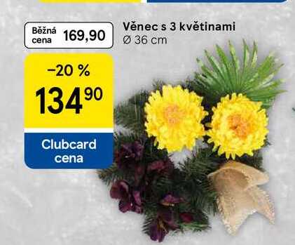 Věnec s 3 květinami, Ø 36 cm  