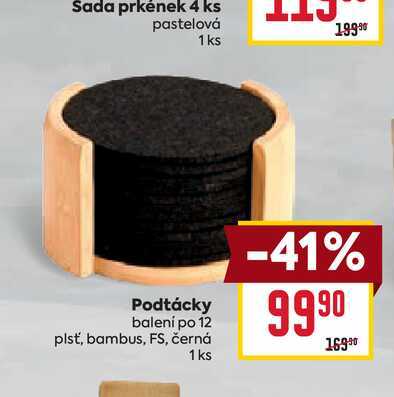 Podtácky balení po 12 plsť, bambus, FS, černá 1 ks