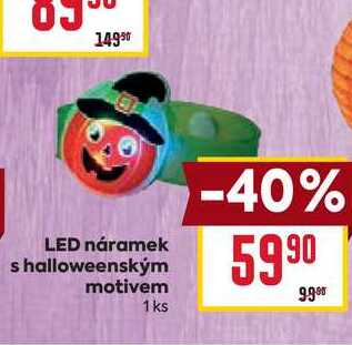LED náramek s halloweenským motivem 1 ks 