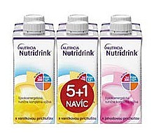 NUTRIDRINK balíček 5+1 (3× NUTRIDRINK s příchutí vanilkovou, 3× NUTRIDRINK s příchutí jahodovou) 6× 200 ml