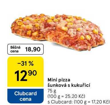 Mini pizza šunková s kukuřicí, 75 g 