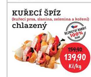 KUŘECÍ ŠPÍZ (kuřecí prsa, slanina, zelenina a koření) 1kg 