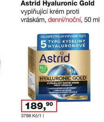 Astrid Hyaluronic Gold vyplňující krém proti vráskám, denní/noční, 50 ml 