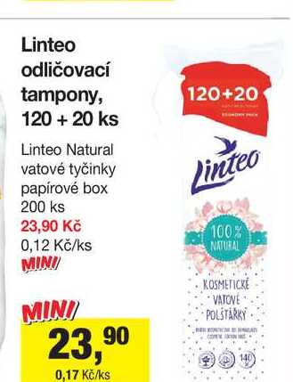 Linteo odličovací tampony, 120 + 20 ks
