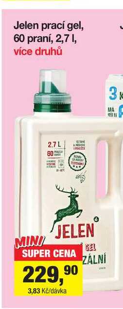 Jelen prací gel, 60 praní, 2,7 l