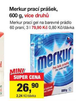 Merkur prací prášek, 600 g, více druhů 