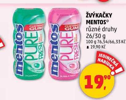 ŽVÝKAČKY MENTOS, 26/30 g