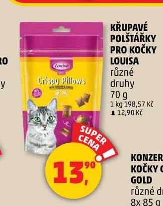 KŘUPAVÉ POLŠTÁŘKY PRO KOČKY LOUISA, 70 g