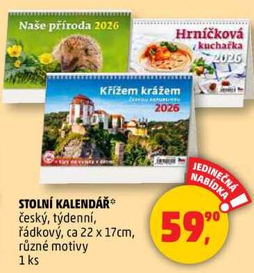 STOLNÍ KALENDÁŘ, 1 ks 