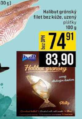 Halibut grónský filet bez kůže, uzený plátky 100 g 