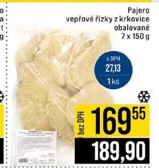 Pajero vepřové řízky z krkovice obalované 7 x 150 g 