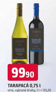 TARAPACÁ 0,75 L vino, vybrané druhy