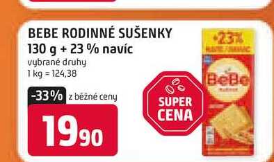 Opavia BeBe Rodinné jemné sušenky 130g, vybrané druhy + 23% navíc