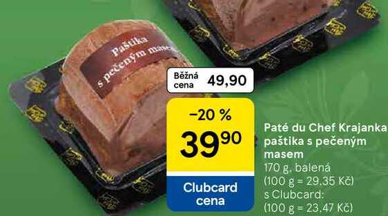 Paté du Chef Krajanka paštika s pečeným masem, 170 g, balená 