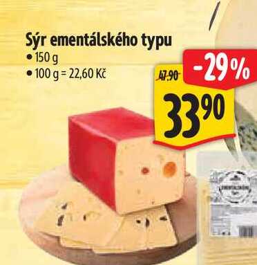 Sýr ementálského typu 150 g  