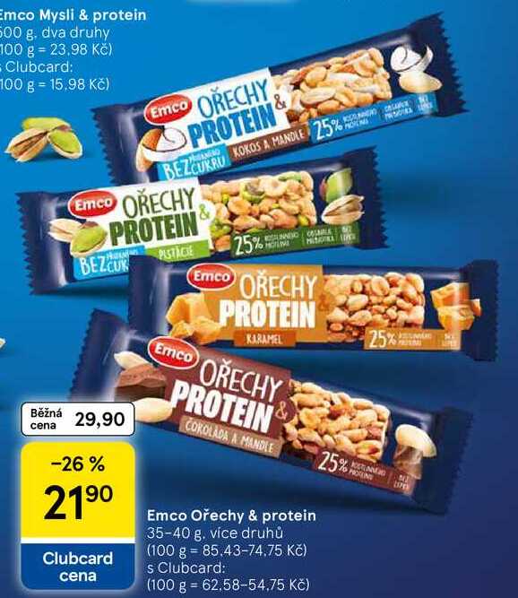 Emco Ořechy & protein, 35-40 g, více druhů  