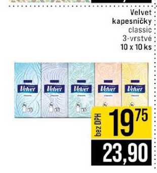 Velvet kapesníčky classic 3-vrstvé 10 x 10 ks 