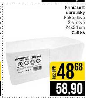 Primasoft ubrousky koktejlové 2-vrstvé 24x24 cm 250 ks 