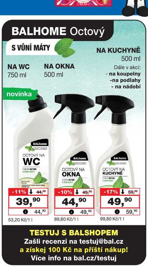 BALHOME Octový S VŮNÍ MÁTY NA WC 750ml