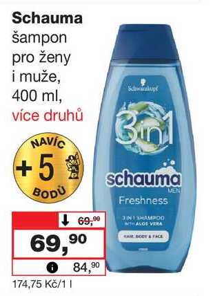 Schauma šampon pro ženy i muže, 400 ml