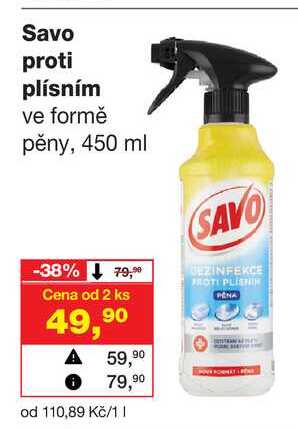 Savo proti plísním ve formě pěny, 450 ml 