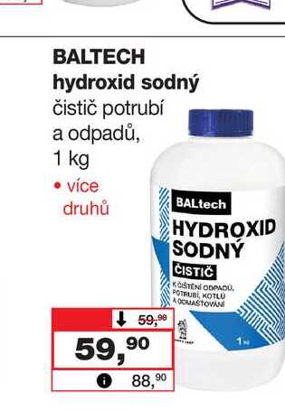BALTECH hydroxid sodný čistič potrubí a odpadů, 1 kg 