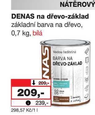 DENAS na dřevo-základ základní barva na dřevo, 0,7 kg, bílá 