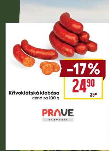 Křivoklátská klobása cena za 100 g 