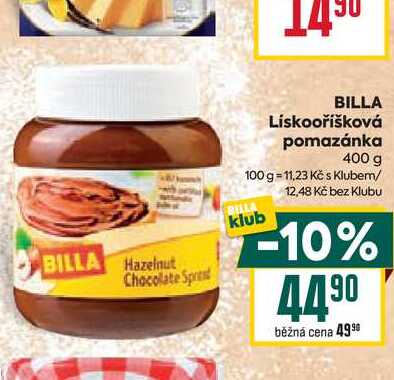 BILLA Lískooříšková pomazánka 400 g