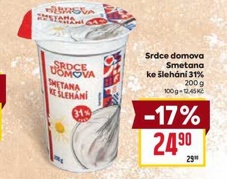 Srdce domova Smetana ke šlehání 31% 200 g
