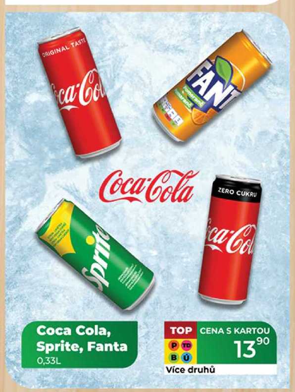 Coca Cola, Sprite, Fanta 0,33 L