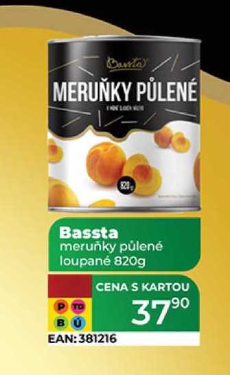 Bassta meruňky půlené loupané 820g 