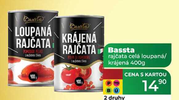 Bassta rajčata celá loupaná/ krájená 400g  