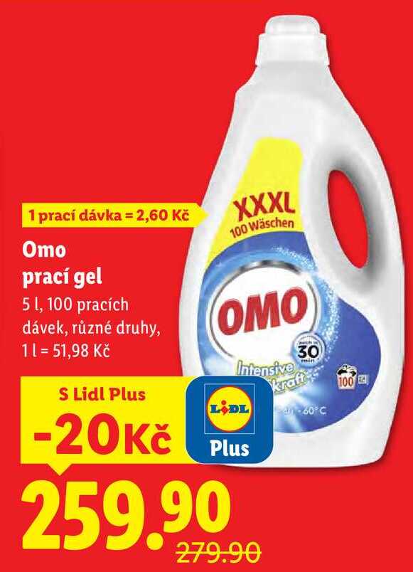 Omo prací gel, 5 l/100 pracích dávek