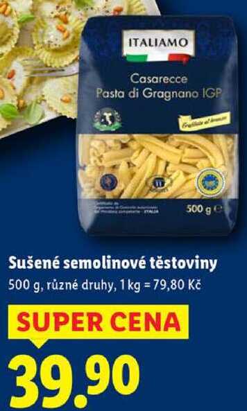 Sušené semolinové těstoviny, 500 g