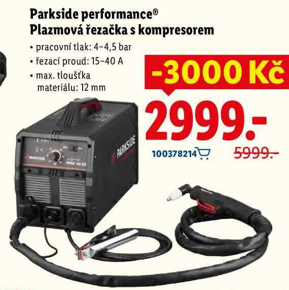 Parkside performance Plazmová řezačka s kompresorem 
