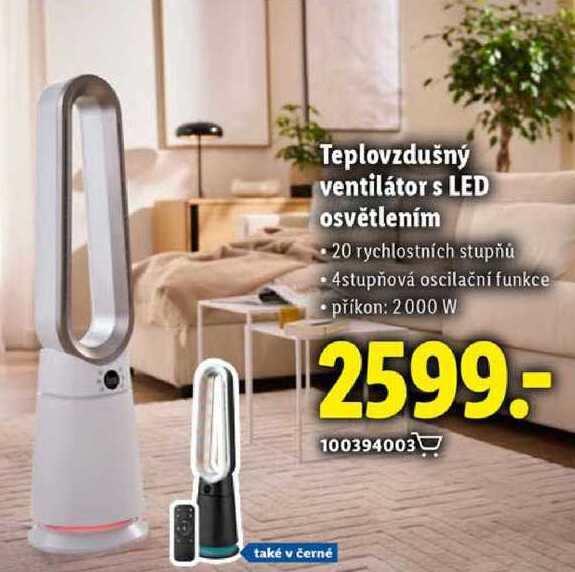 Teplovzdušný ventilátor s LED osvětlením
