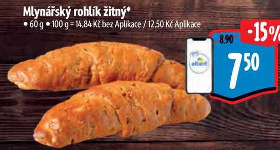 Mlynářský rohlík žitný, 60 g